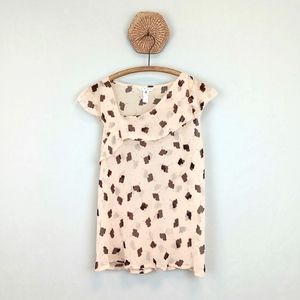 Cabi 100% Silk Sheer Cowl Neck Bias Cut Cap Sleeve Blouse Peach Blush Size Med